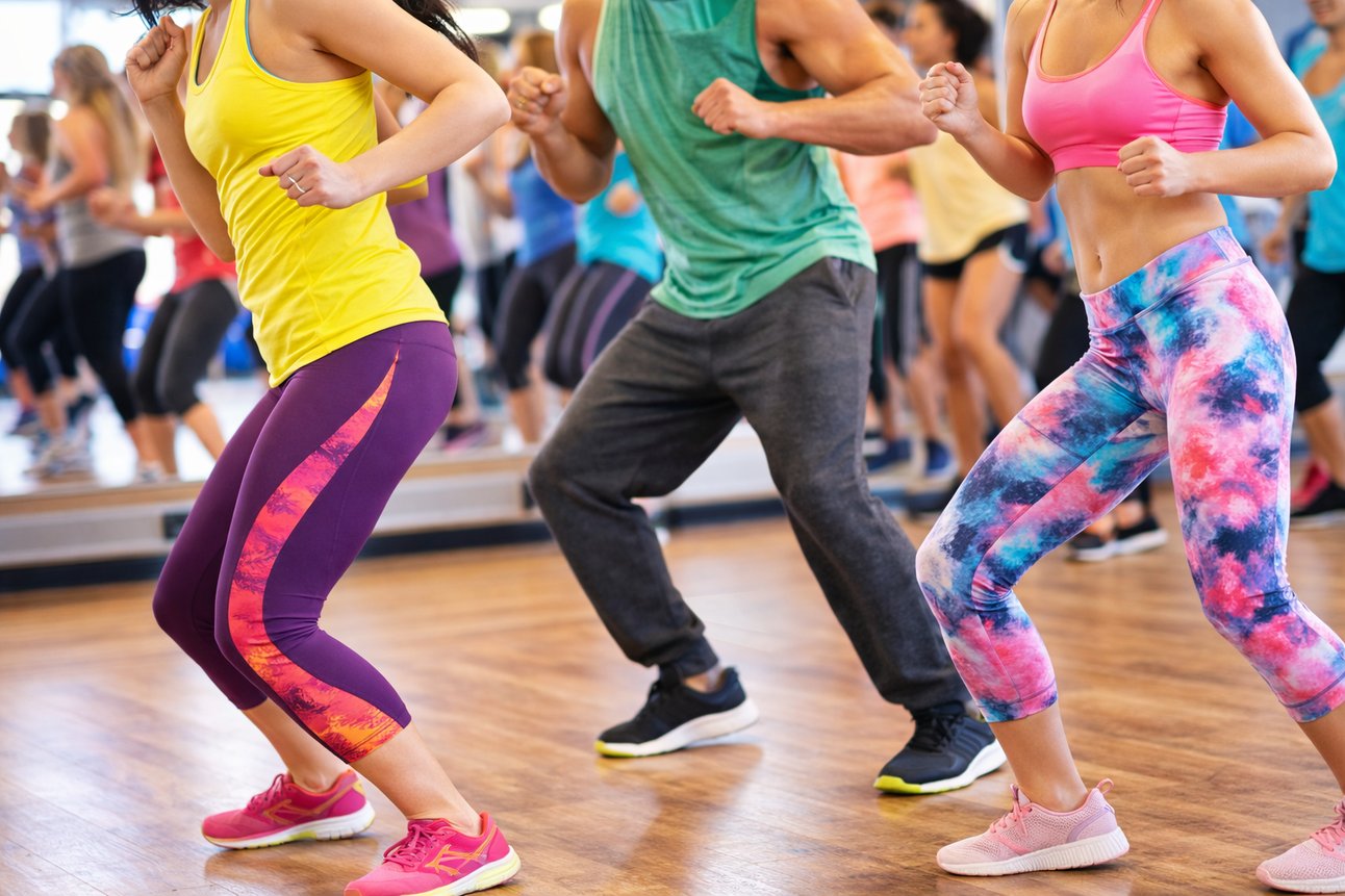 Zumba class in motion